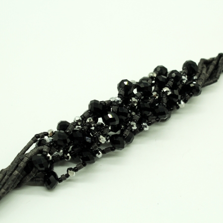Multi-wire Ottaviani bracelet with faceted black stones
