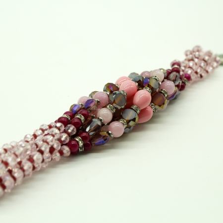 Multi-wire Ottaviani bracelet with pink stones and pearls