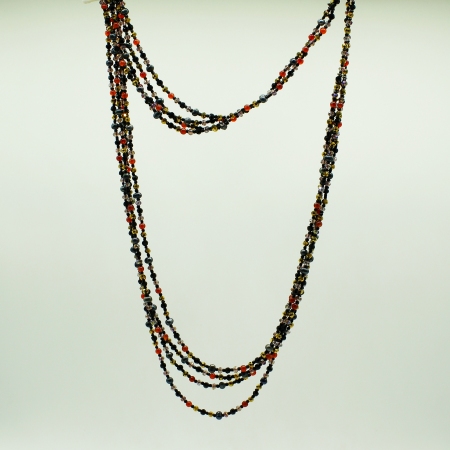 Collana Ottaviani multifilo con perle rosse e grigie