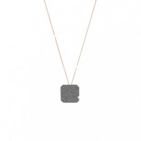 Square medallion Rebecca necklace with diamond powder