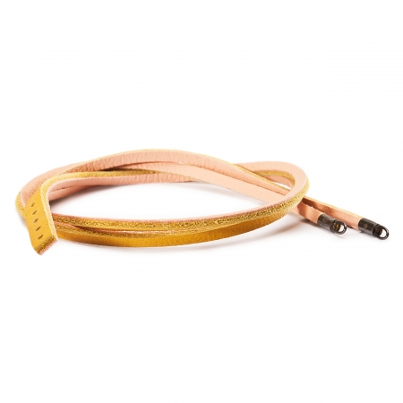 Yellow and light pink leather bracelet