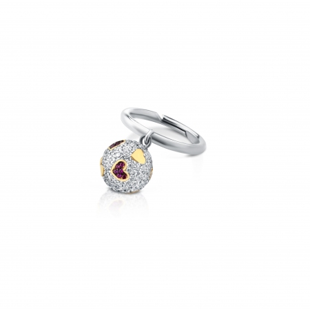 Ring Roberto Giannotti with pendant sphere studded with white zircons and fuchsia