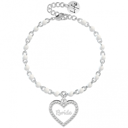 Kidult bracelet with white balls and bride heart