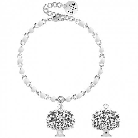 Kidult bracelet with white balls and tree of life