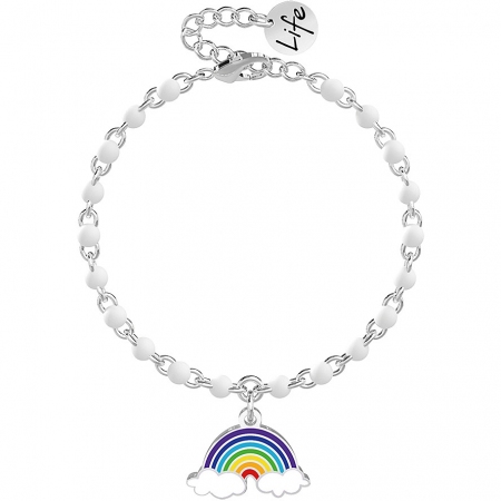 Kidult bracelet with white balls and rainbow