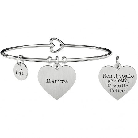Kidult steel bracelet with mother's heart pendant