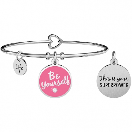 Kidult bracelet with pink enamelled pendant be yourself