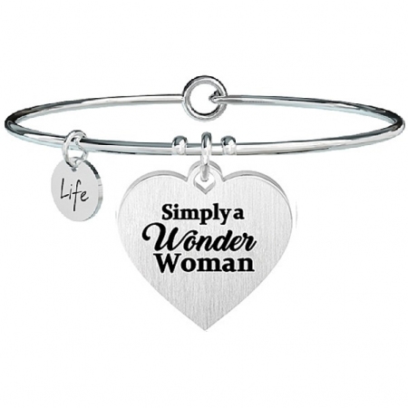 Kidult bracelet with heart-shaped pendant with the inscription "Wonder Woman2