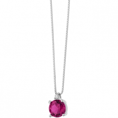 Comete necklace in gold with round ruby pendant and diamond