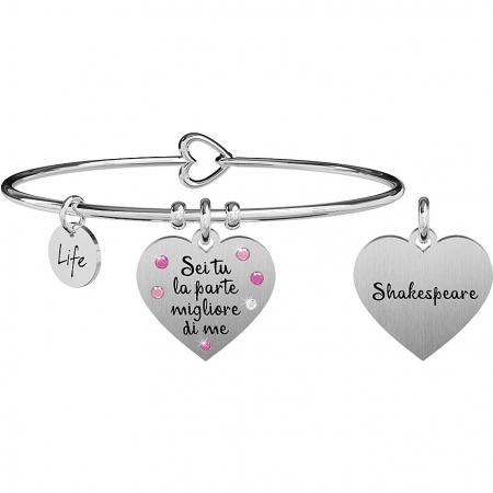 Kidult bracelet with heart pendant with crystals - you are the best part of me