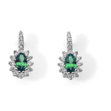 Ambrosia earrings in white gold with green zircons