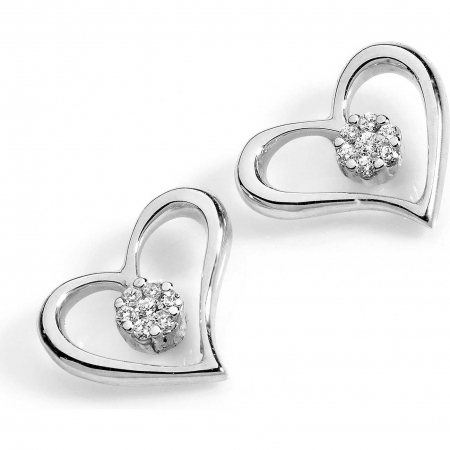 Ambrosia heart-shaped earrings with flower-shaped light point