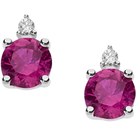Comet earrings in white gold with diamond and ruby