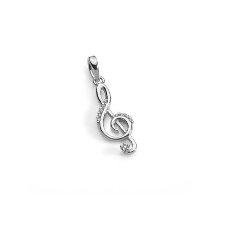 Ambrosia pendant in the shape of a musical note with zircons