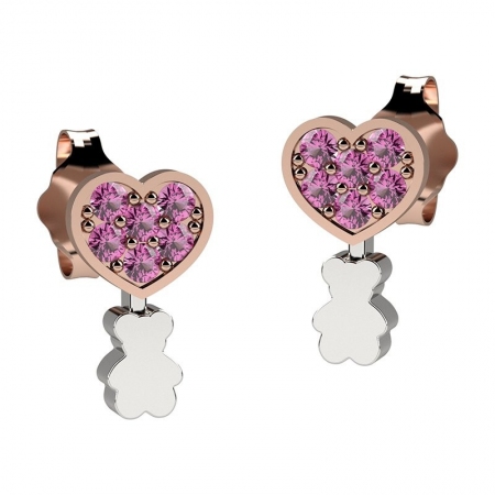 Heart Nanan earrings with pink zircon pavè