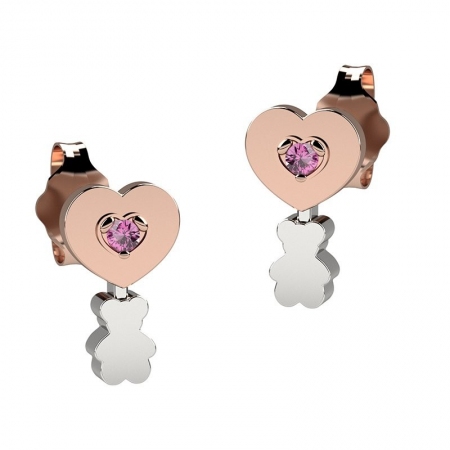 Heart-shaped rosé silver Nanan earrings