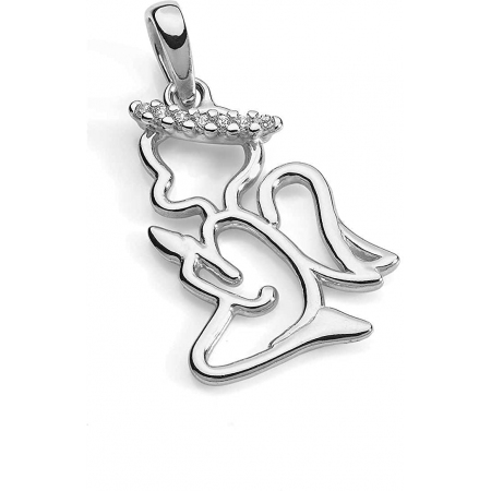 Ambrosia pendant in white gold in the shape of an angel with zircons