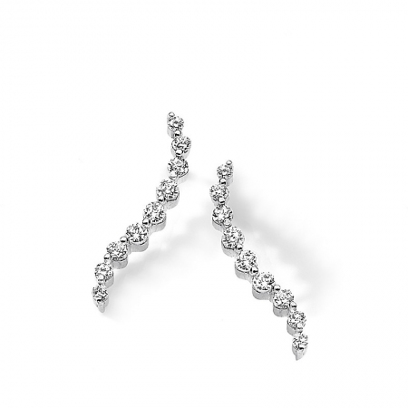 Ambrosia earrings in white gold in the shape of a wave with zircons