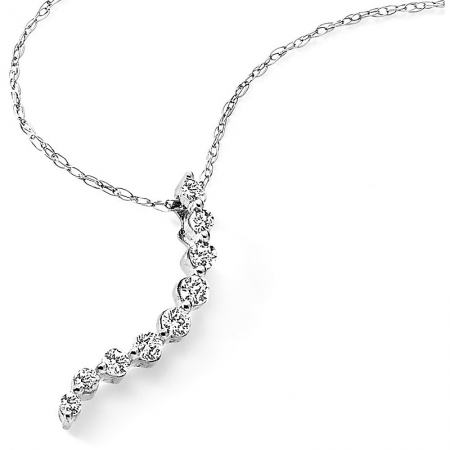 Ambrosia necklace in white gold with wave-shaped pendant with zircons