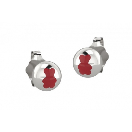 Silver Nanan earrings with red bear