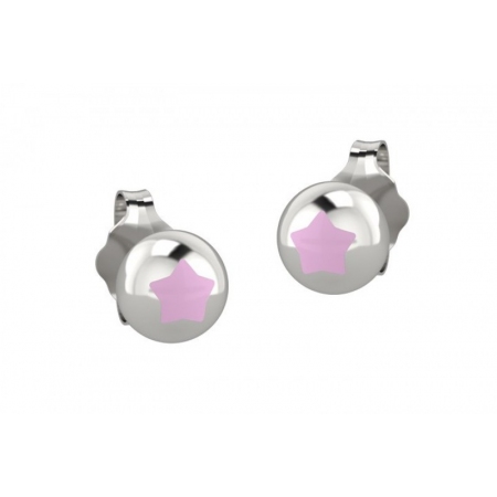 Silver Nanan earrings with pink star