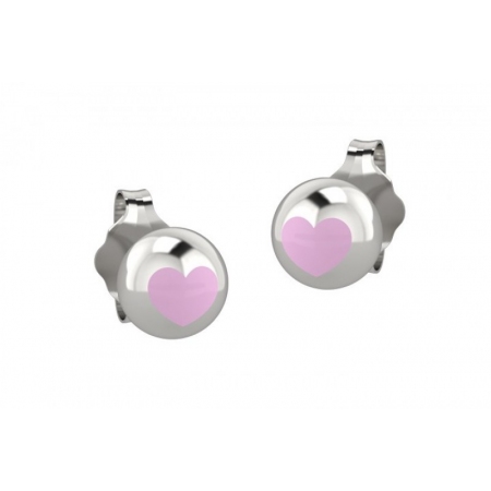 Silver Nanan earrings with pink heart