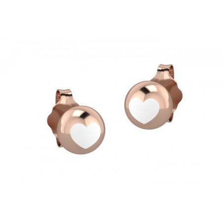 Rosé silver Nanan earrings with enamelled white heart