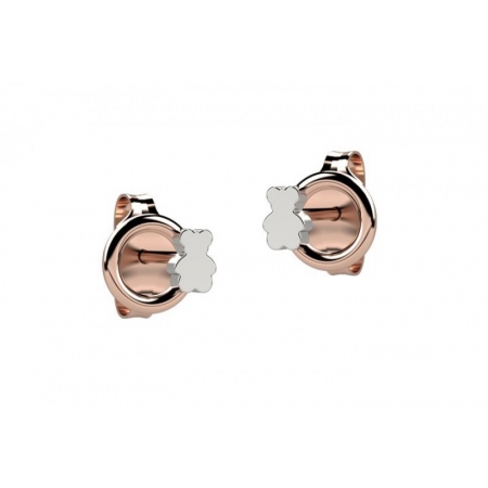 Rosé silver Nanan earrings with hoop and bear