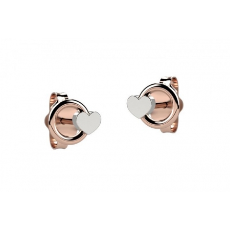 Rosé silver Nanan earrings with circle and heart
