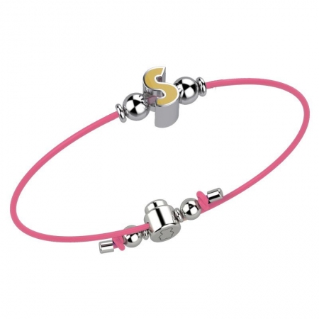 Pink cord bracelet Nanan letter S