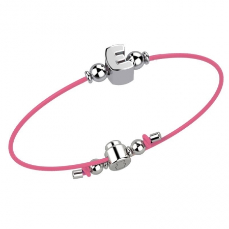 Pink cord Nanan bracelet with letter E