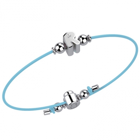 Blue cord Nanan bracelet with letter R