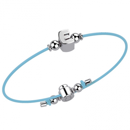 Blue cord Nanan bracelet with letter E