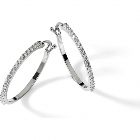 Ambrosia white gold hoop earrings with white zircons