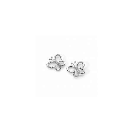 Ambrosia earrings in white gold in the shape of a butterfly with zircons