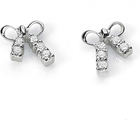 Ambrosia earrings in white gold in the shape of a bow with zircons