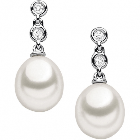Comet pendant earrings with pearl and two light points