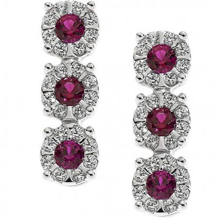 Comet earrings with rubies and hanging diamonds