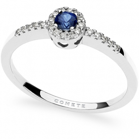 Comet ring with sapphire and diamonds