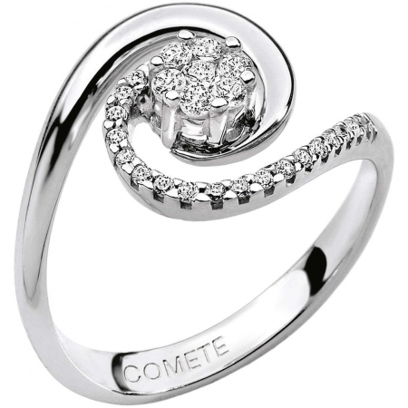 Spiral Comet Ring with Diamond