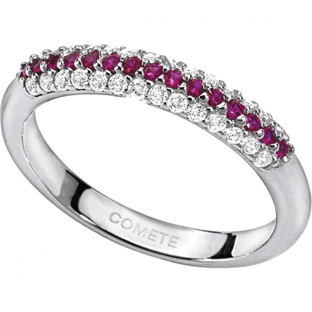 Comete ring model veretta with diamonds and rubies