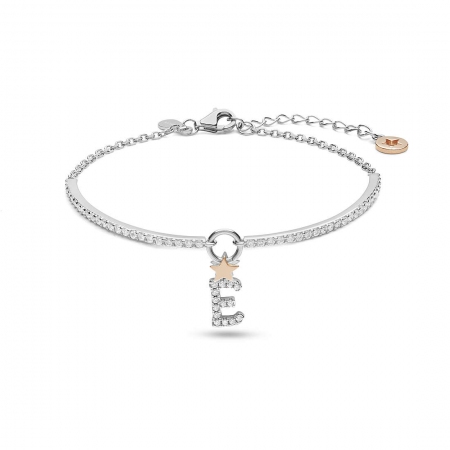 Comete rigid tennis bracelet with letter E