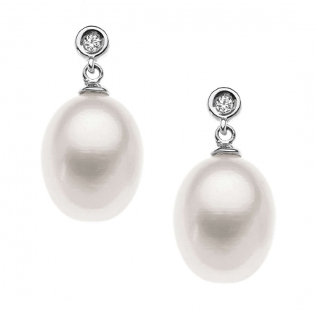 Comete earrings oval and diamond pearls