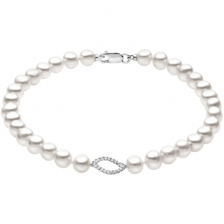 Comets bracelet of diamond leaf pearls