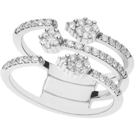 Patterned Comet Ring with Diamonds