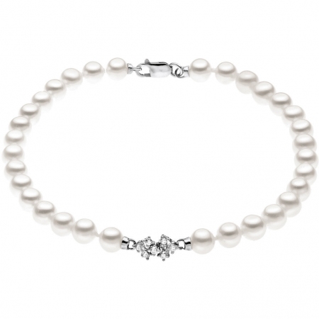 Bracelet Comete pearls central insert with diamonds