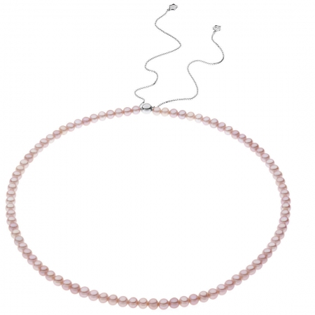 Comet pearl necklace in pink silver