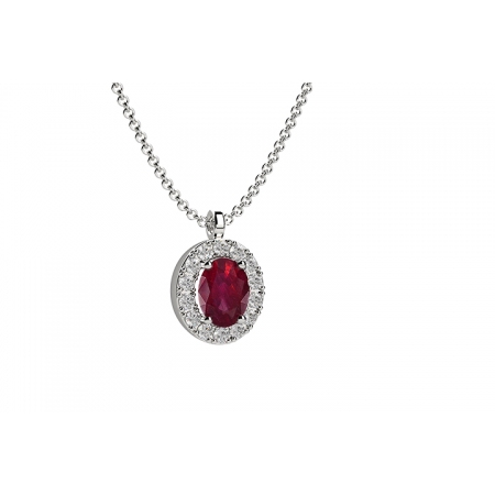White gold Nardelli necklace with ruby pendant and diamonds