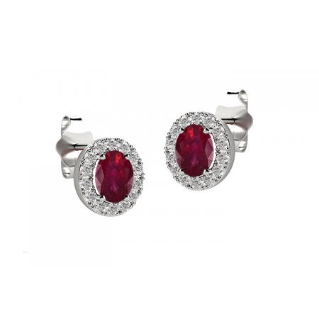 White gold Nardelli earrings with ruby and diamonds