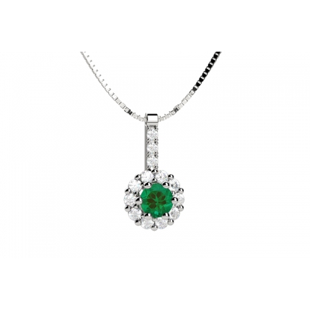 White gold Nardelli necklace with emerald and diamonds